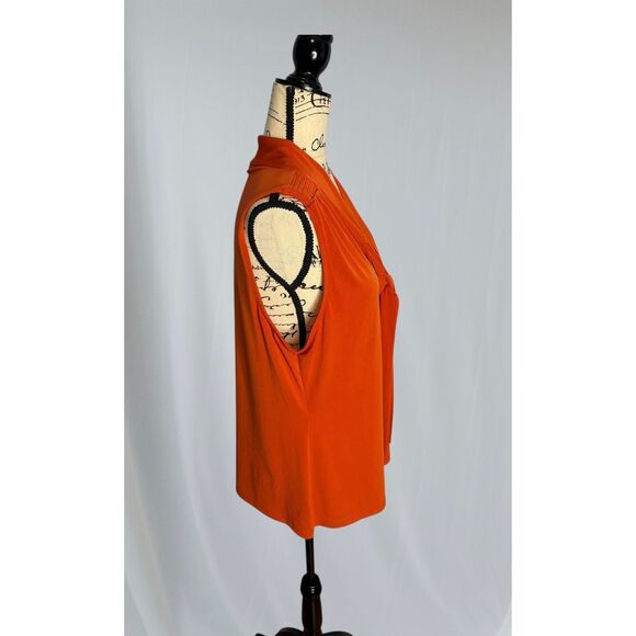 NWOT Calvin Klein Women's Size XL Burnt Orange Neck Wrap Sleeveless Blouse Top - Picture 4 of 10